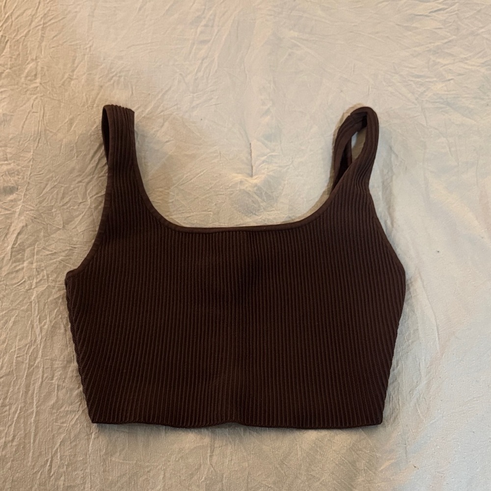 Babaton: Ribbed Brown Crop Top